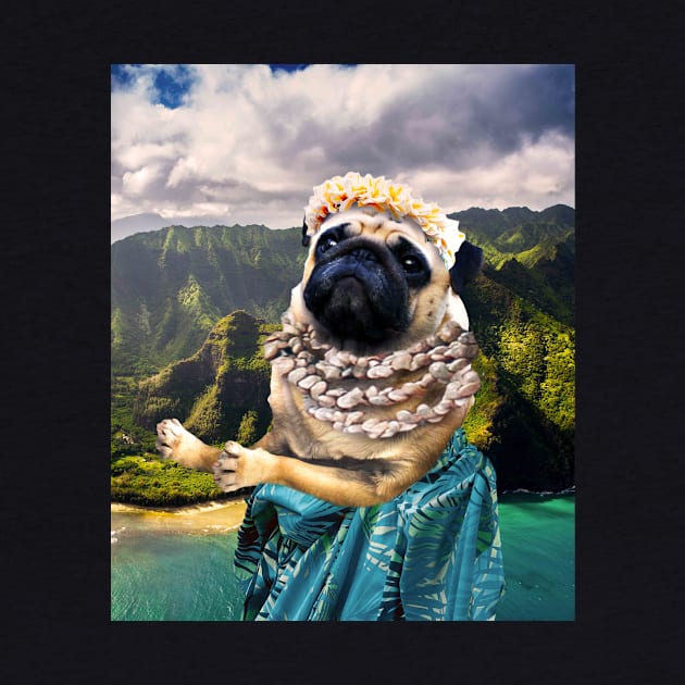 Cute Aloha Pug Hawaiian by Random Galaxy